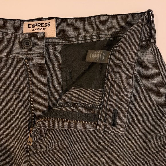 Express Men's 30" Classic Fit Linen Blend Flat Front Shorts - Picture 6 of 16